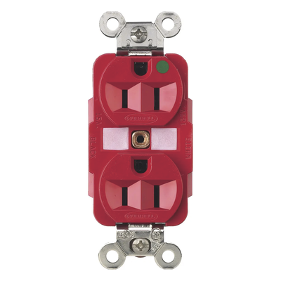 Contacto Dúplex 15 A, 125 V, 2 polos, 3 Hilos, Color Rojo (Nema 5-15R), Grado Hospital. | SIERRA STORE