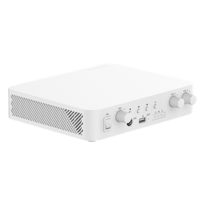 HIKVISION DS-QAE1A80G1-VB/ST - Amplificador de Audio IP / 80 W / 2 Zonas 40 W / 100V/70V / Bluetooth / USB / RCA / Micrófono / Spotify | SIERRA STORE