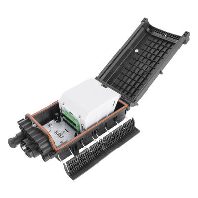 Caja de Distribución de Fibra Óptica / 48 Empalmes / 16 Acopladores SC/APC / IP68 / Enterrado Directo / 3 Entradas / 16 Salidas | SIERRA STORE