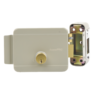 ACCESSPRO ACCESSRIM - Cerradura Eléctrica / 12 VCA 2.5 A / Doble Cerrojo / Activación por Pulso 2 s / Exterior / Derecha / 129 x 103 x | SIERRA STORE