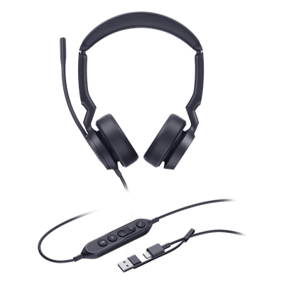 Diadema Alámbrica USB / Cancelación de Ruido con IA / Altavoz 35 mm / USB-C con Adaptador USB-A / 20 Hz - 20 kHz / Windows y macOS | SIERRA STORE