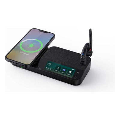 Auricular Bluetooth Mono / Cancelación de Ruido 4-Mic Beamforming / Estación Táctil 3" / Carga Inalámbrica Qi / 10h Autonomía + 20h | SIERRA STORE
