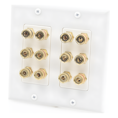 Placa de Pared para Altavoces / 12 Postes Tipo Banana / 6 Canales / Conectores Chapados en Oro / Instalación sin Soldadura | SIERRA STORE