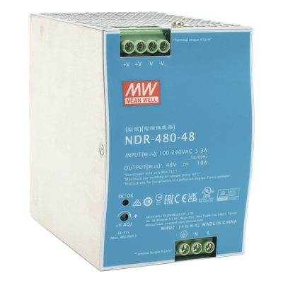 Fuente de Poder Industrial / 480W / 48 Vcc / 10A / Riel DIN / 100-240 Vca / 3.35 x 4.93 x 5.04 in | SIERRA STORE