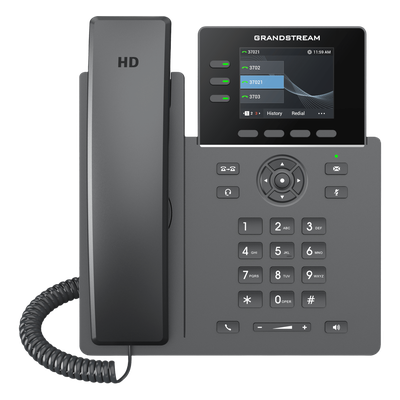 Teléfono IP / 3 Líneas SIP / 12 Botones Virtuales Programables / Pantalla LCD 2.8 Pulgadas / Puertos Gigabit con PoE / Audio HD | SIERRA STORE