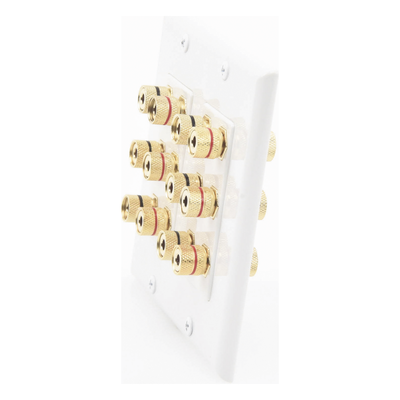 Placa de Pared para Altavoces / 12 Postes Tipo Banana / 6 Canales / Conectores Chapados en Oro / Instalación sin Soldadura | SIERRA STORE