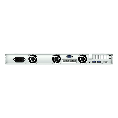 NAS Rackmount 4 Bahías / 1U 44 mm (1.73 in) / AMD Ryzen V1500B 4 Núcleos 2.2 GHz / 4GB DDR4 ECC SODIMM / 4x 1GbE RJ45 / PCIe 3.0 x8 / | SIERRA STORE