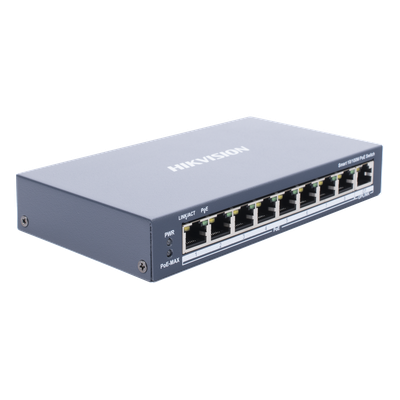HIKVISION DS-3E1309P-EI - Switch PoE+ Monitoreable / 8 Puertos 10/100 Mbps / 1 Puerto Uplink Gigabit / Alcance Extendido 300 m (984.3 | SIERRA STORE