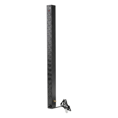 PDU Vertical para Rack / 18 Tomas NEMA 5-15R / 15A / 1.22 m (48 in) / Montaje Rack o Panel / Acero Negro | SIERRA STORE