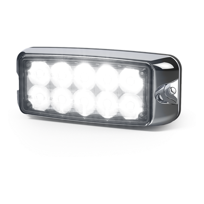 Luz LED de Advertencia / Montaje Superficial / 5 x 2" / 10 LED / Rojo/Claro / 12-24 V / Bisel Cromado | SIERRA STORE