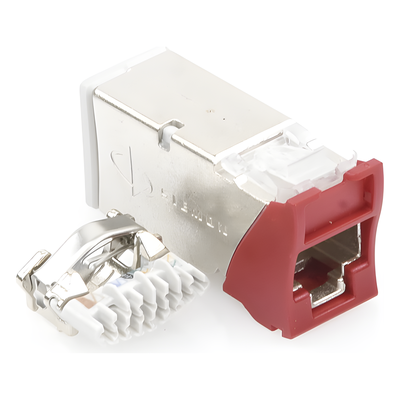SIEMON Z6A-S03 - Jack Cat6A / Blindado STP / Montaje Híbrido Plano y Angulado / Color Rojo | SIERRA STORE