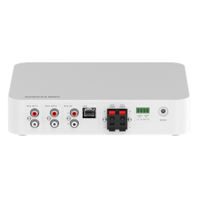 HIKVISION DS-QAE1A80G1-VB/ST - Amplificador de Audio IP / 80 W / 2 Zonas 40 W / 100V/70V / Bluetooth / USB / RCA / Micrófono / Spotify | SIERRA STORE