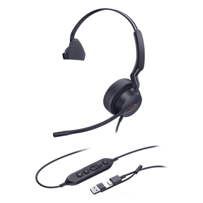 Diadema Cableada Profesional USB-C/A / Mono / Cancelación de Ruido IA / Altavoz 35 mm / EQ Dual / Control de Llamadas Integrado | SIERRA STORE