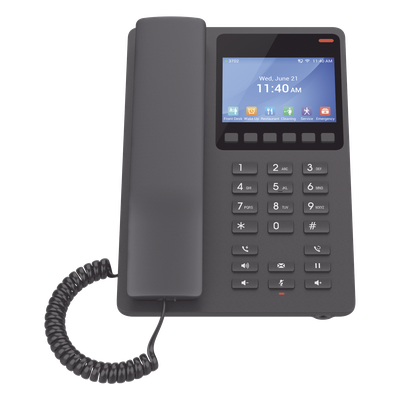 Teléfono IP Hotelero / Wi-Fi 6 Dual Band / 2 Líneas SIP / Pantalla LCD Color / 3 Vías Conferencia / USB-C Carga Rápida | SIERRA STORE