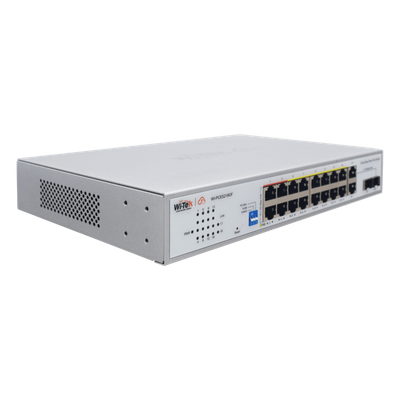 Switch PoE / 16 Puertos 10/100 Mbps PoE / 2 Uplink Gigabit / 1 Puerto SFP / Presupuesto PoE 250 W / Alcance 250 m (820.2 ft) / ONVIF | SIERRA STORE