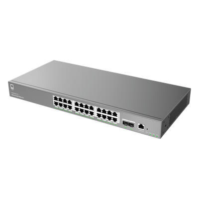 Switch Empresarial Administrable / Capa 2++ / 24 Puertos Gigabit / 2 SFP+ / 88 Gbps / VLAN 4K / QoS Avanzado / GDMS Cloud | SIERRA STORE