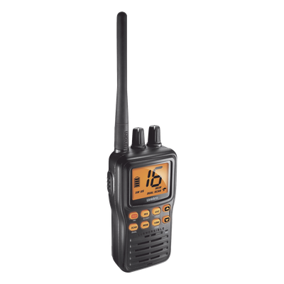 Radio Marina VHF Portátil / IPX8 Sumergible y Flotante / Potencia 1-5 W / Batería 12 h / Canales Internacionales, USA y Canadá | SIERRA STORE
