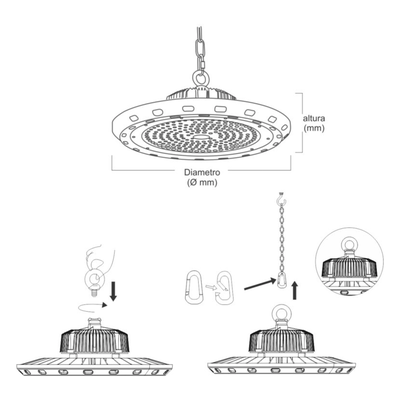Luminario LED UFO High Bay / 100 W / 14,000 lm / Luz Fría 6500 K / IP66 / 85-265 V CA | SIERRA STORE