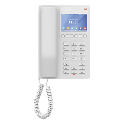 Teléfono IP Hotelero / Pantalla LCD Color / 2 Líneas SIP / Wi-Fi 6 / Códec Opus / 3 Vías Conferencia | SIERRA STORE
