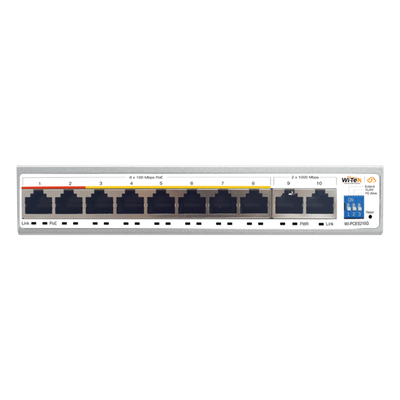 Switch PoE Administrable en la Nube / 8 Puertos 10/100 Mbps PoE / 2 Puertos Uplink Gigabit / Presupuesto PoE 100 W / Alcance PoE 250 m | SIERRA STORE