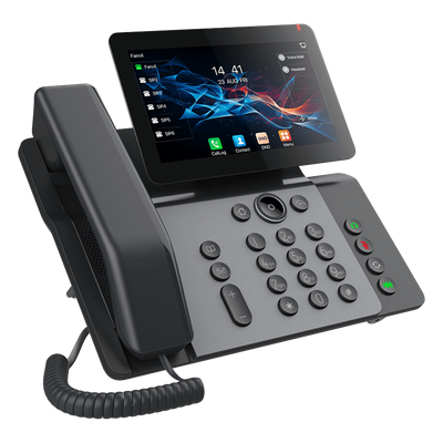 Teléfono IP Empresarial / Pantalla Táctil 7" / Wi-Fi 6 / Bluetooth 5.4 / 20 Líneas SIP / Cámara 1080p / PoE / Material Antibacterial | SIERRA STORE