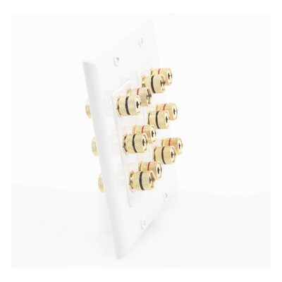Placa de Pared para Altavoces / 12 Postes Tipo Banana / 6 Canales / Conectores Chapados en Oro / Instalación sin Soldadura | SIERRA STORE
