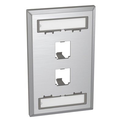 PANDUIT CFPL2SY - Placa de Pared Vertical / Acero Inoxidable Grado 304 / 2 Puertos Mini-Com / 2.75 x 4.5 in / Espacios para Etiquetas | SIERRA STORE