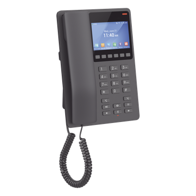 Teléfono IP Hotelero / Wi-Fi 6 Dual Band / 2 Líneas SIP / Pantalla LCD Color / 3 Vías Conferencia / USB-C Carga Rápida | SIERRA STORE