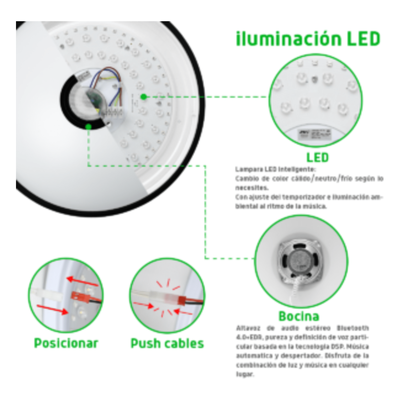 Luminario LED RGB / 30W / 2400 Lúmenes / Bluetooth / Control por App / Voltaje Universal 85-265V / 380 mm (1.2 ft) Diámetro | SIERRA STORE