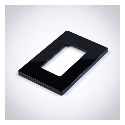Placa de Pared / 1 Espacio / Sin Tornillos Visibles / Acabado Negro Brillante / 75 x 119 mm / Perfil 7.6 mm | SIERRA STORE