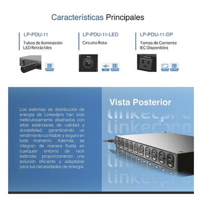 LINKEDPRO BY EPCOM LP-PDU-11LED - PDU para Rack / 11 Salidas NEMA 5-15R / 15 Amp / 120 Vca / Montaje Horizontal 1U / 19 in / LED de | SIERRA STORE