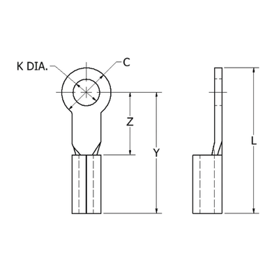 Zapata Terminal de Ojillo  para Tornillo 3/16" (5 mm) y Cable Calibre 16-14 AWG. | SIERRA STORE