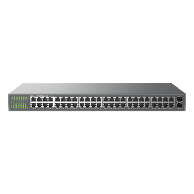 Switch No Administrable / 48 Puertos Gigabit / 100 Gbps / 2 SFP / Montaje Rack / 9KB Jumbo Frame | SIERRA STORE