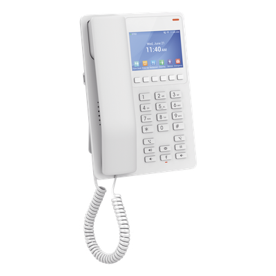 Teléfono IP Hotelero / Pantalla LCD Color / 2 Líneas SIP / Wi-Fi 6 / Códec Opus / 3 Vías Conferencia | SIERRA STORE