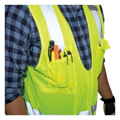 Chaleco de seguridad reflectante / Talla XL / ANSI/ISEA 107-2015 Tipo R Clase 2 / Pecho 44''-50'' (111,8-127 cm) / Amarillo alta | SIERRA STORE