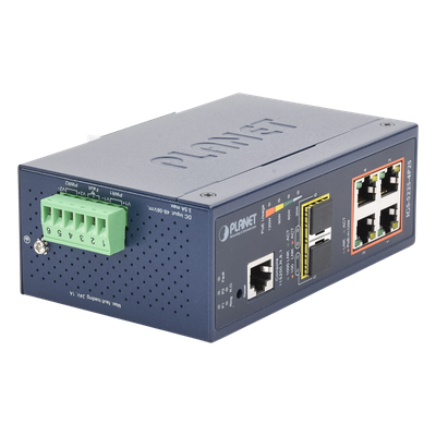 Switch Industrial Administrable Capa 2 / 4 Puertos PoE 802.3af/at Gigabit / 2 Puertos SFP 100/1000X / Anillo Redundante | SIERRA STORE