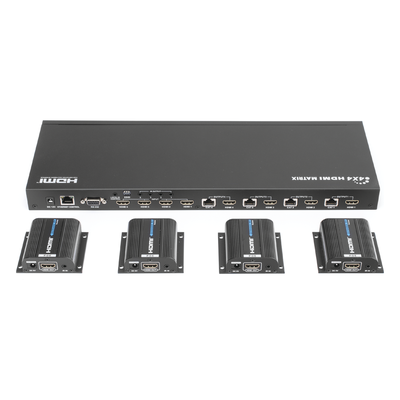MATRICIAL Y EXTENSOR DE VIDEO HDMI 4 x 4 / 4 Entradas HDMI / 4 Salidas HDMI Loop / 4 Salidas RJ45 para Extender la señal 40 metros por | SIERRA STORE