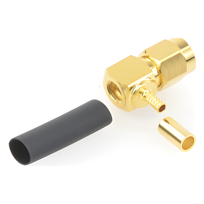 Conector Coaxial SMA Macho Inverso / Ángulo Recto / Anillo Plegable / Compatibilidad RG-174/U y Belden 8216 / Cuerpo Bronce con | SIERRA STORE