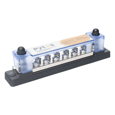 Bloque de Terminales / 12+2 Líneas / 300 A / 52 VDC o 300 VAC / Cobre Estañado 8x25 mm / Cubierta Policarbonato | SIERRA STORE