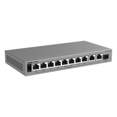 Switch Layer 2 Smart Cloud-Managed / 11 Puertos Gigabit / 8 Puertos PoE+ 70 W / 1 Puerto SFP Uplink / Protección 6 kV / Fanless | SIERRA STORE