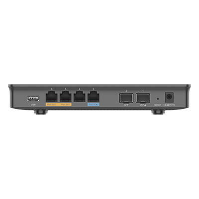 Router VPN Gigabit / Balanceo Multi-WAN / 30,000 sesiones NAT / 4 puertos RJ45 + 2 SFP / PoE af/at / 2.2 Gbps / 150 APs gestionados | SIERRA STORE