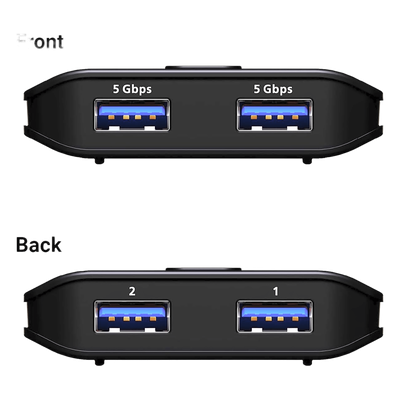 Switch USB 3.2 Gen 1 Essentials | 2 Puertos USB Tipo-A | 2 Computadoras | 5 Gbps | InstaSync | Botón Físico | Diseño Compacto | SIERRA STORE