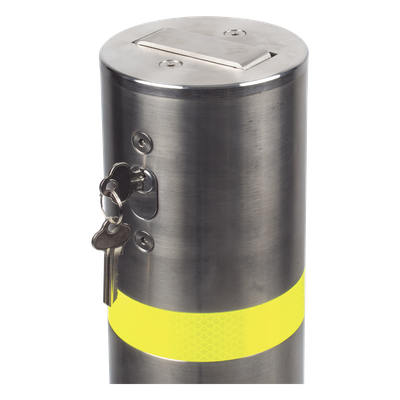 ACCESSPRO XB-900-FL - Bolardo Desmontable / Acero Inoxidable SS304 / 900 mm (2.95 ft) Altura / 114 mm Diámetro / 3 mm Espesor / Punta | SIERRA STORE