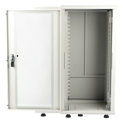 Gabinete Rack de Piso / 24U / 19 Pulgadas / Vidrio con Cerradura / Carga 750 kg / 600x605x1190 mm (23.6x23.8x46.9 in) / Acero Calibres | SIERRA STORE