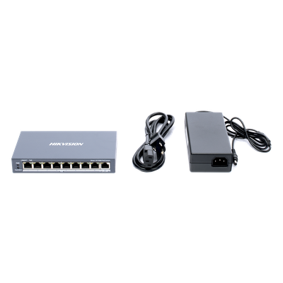 HIKVISION DS-3E1309P-EI - Switch PoE+ Monitoreable / 8 Puertos 10/100 Mbps / 1 Puerto Uplink Gigabit / Alcance Extendido 300 m (984.3 | SIERRA STORE