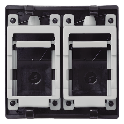 Módulo de Placa Plana / 2 Espacios Jack Keystone RJ45 / Guardapolvo Integrado / 45 × 45 mm / Acabado Grafito RAL 7021 / Cajas | SIERRA STORE