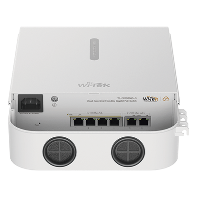 Switch PoE para Exterior / 6 Puertos Gigabit / 4 Puertos PoE 802.3af/at / Presupuesto 60 W / Alcance 250 m (820.2 ft) / IP65 / Gestión | SIERRA STORE