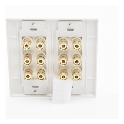 Placa de Pared para Altavoces / 12 Postes Tipo Banana / 6 Canales / Conectores Chapados en Oro / Instalación sin Soldadura | SIERRA STORE