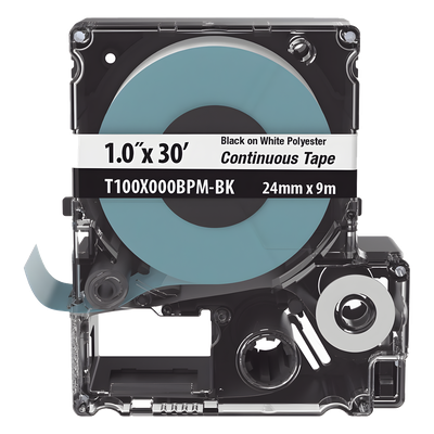 PANDUIT T100X000BPM-BK - Casete de Etiquetas Continuas / Poliéster Negro sobre Blanco / 24 mm Ancho / 9.1 m Largo / -40°C a 125°C / | SIERRA STORE