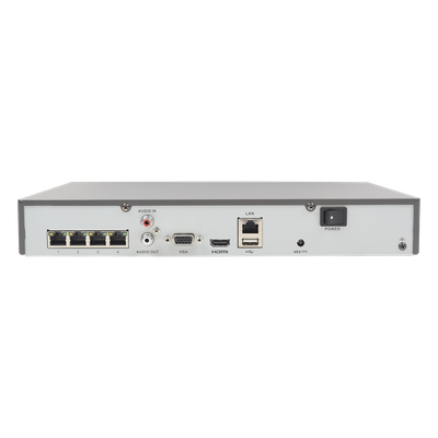 HIKVISION DS-7604NI-K1/4P(C) - NVR 8 Megapixel (4K) / 4 canales IP / Soporta Cámaras con AcuSense / 1 Bahía de Disco Duro / 4 Puertos | SIERRA STORE